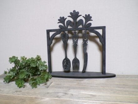 houten bestek set in frame - Afbeelding 2