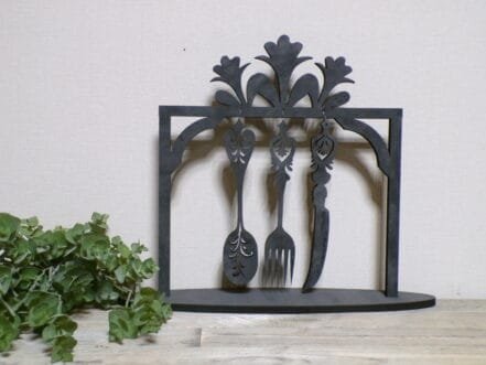 houten bestek set in frame - Afbeelding 4