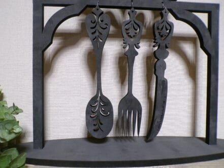houten bestek set in frame - Afbeelding 5