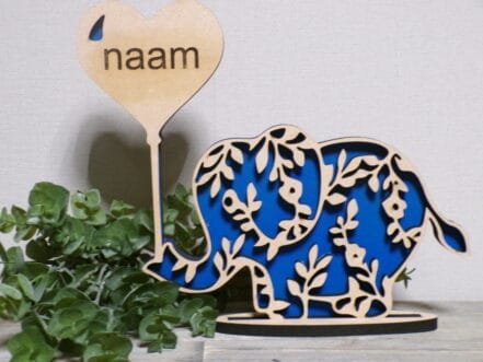 olifant blauw groot en roze klein - Afbeelding 3